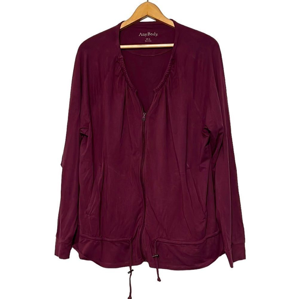 AnyBody Zip-Up Jacket Women’s XL Purple Lightweight Stretch Lounge
